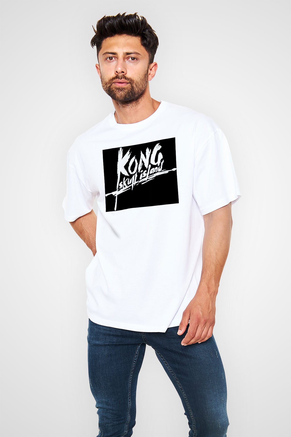 King Kong Beyaz Unisex Oversize Tişört T-Shirt