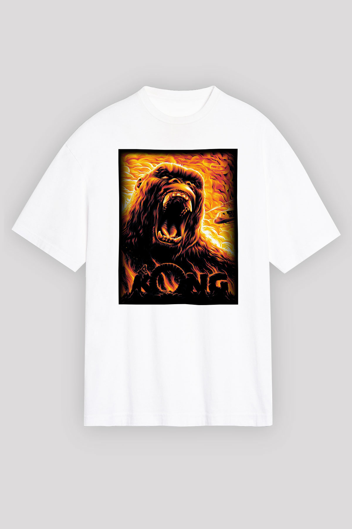 King Kong Beyaz Unisex Oversize Tişört T-Shirt