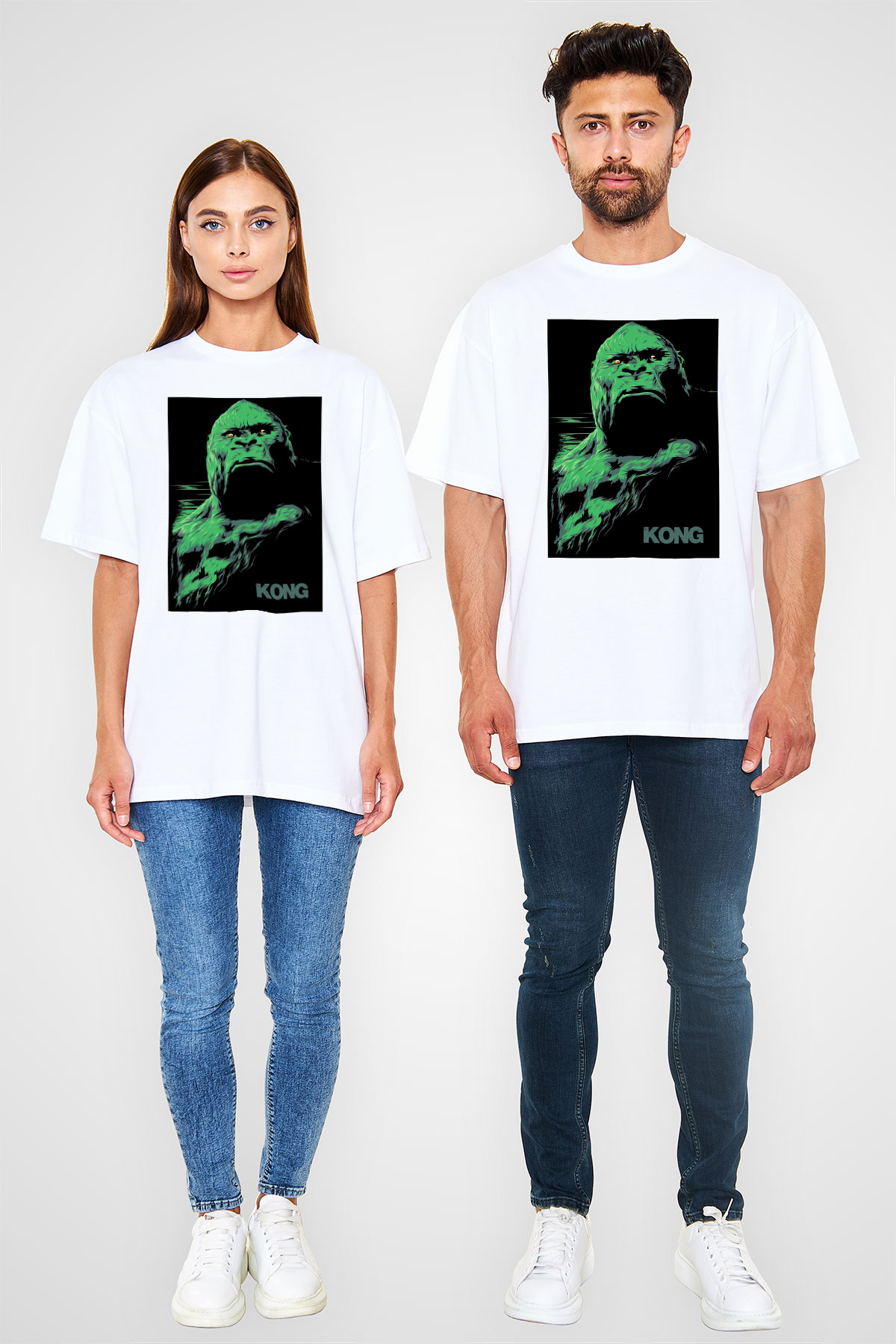 King Kong Beyaz Unisex Oversize Tişört T-Shirt