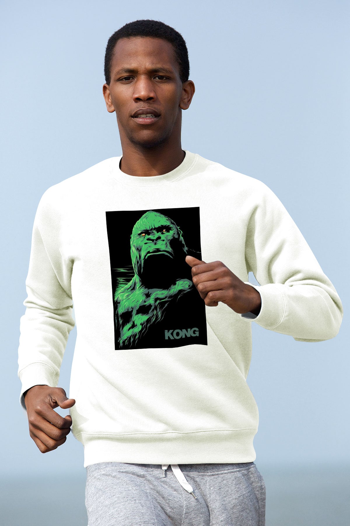 King Kong Beyaz Unisex Sweatshirt