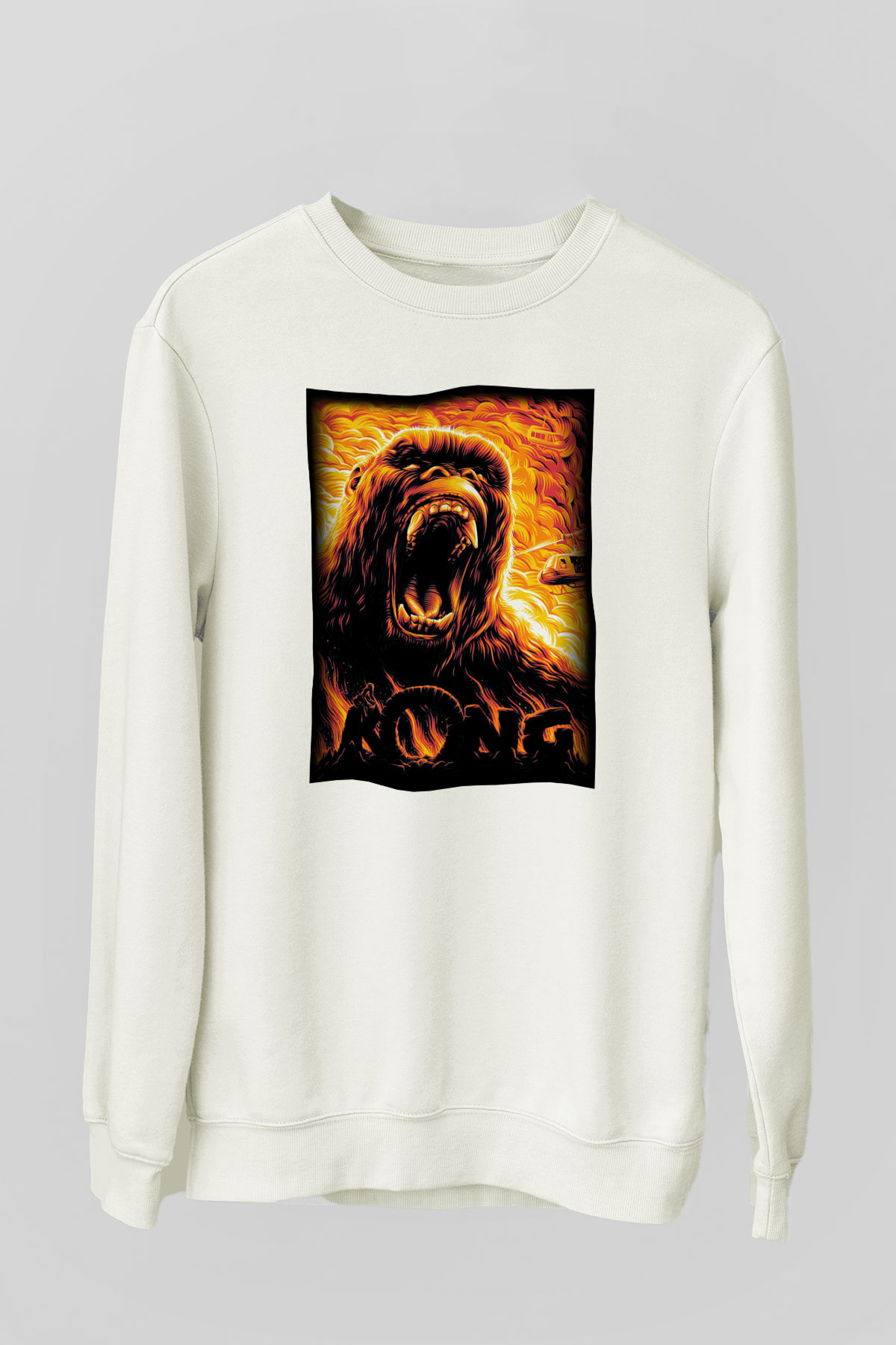 King Kong Beyaz Unisex Sweatshirt