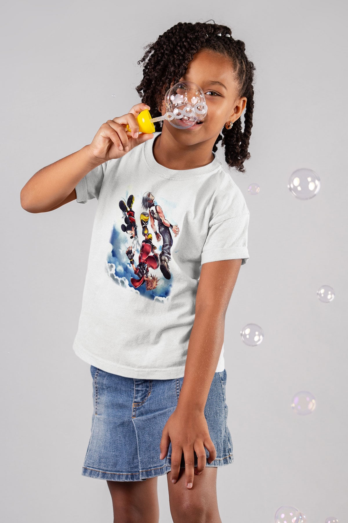 Kingdom Hearts Baskılı Beyaz Unisex Çocuk Tişört