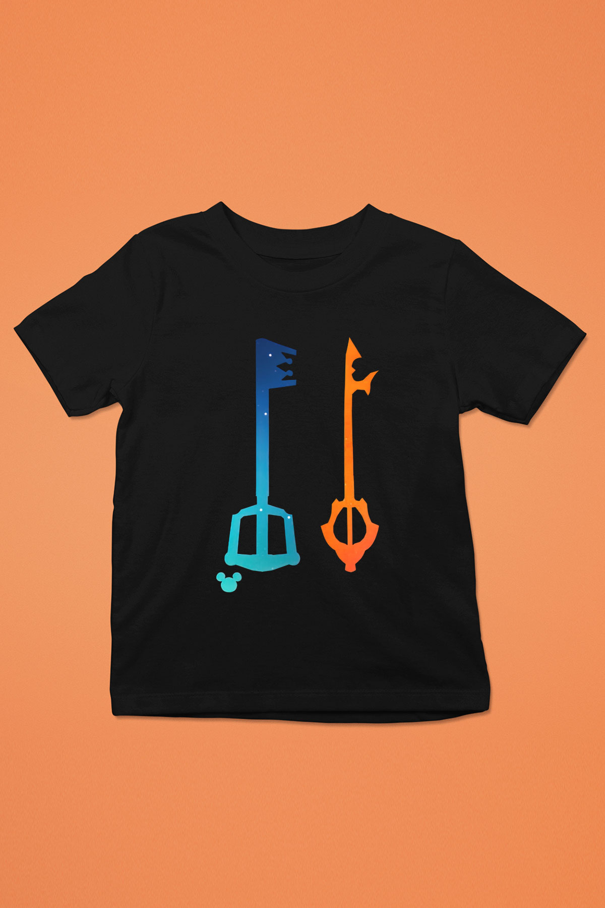 Kingdom Hearts Baskılı Siyah Unisex Çocuk Tişört
