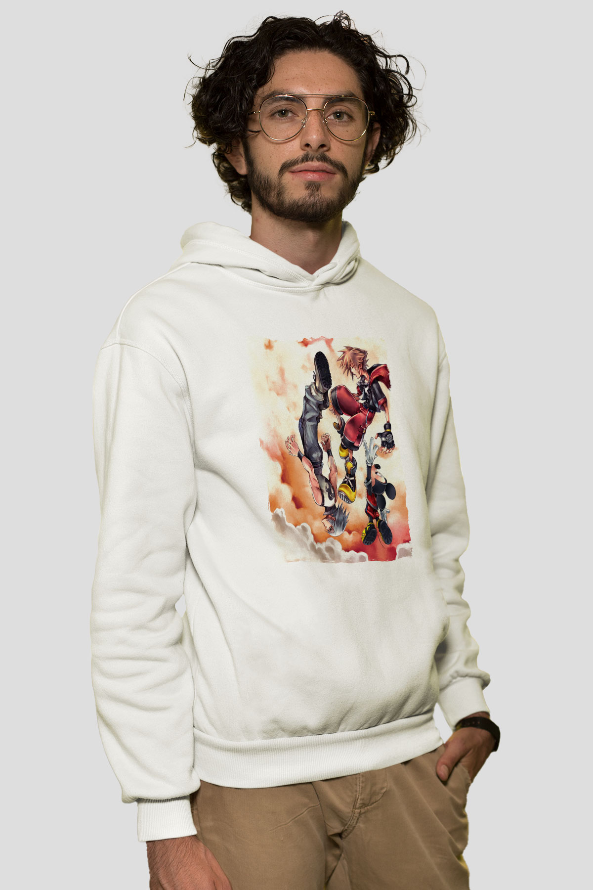 Kingdom Hearts Beyaz Unisex Hoodie