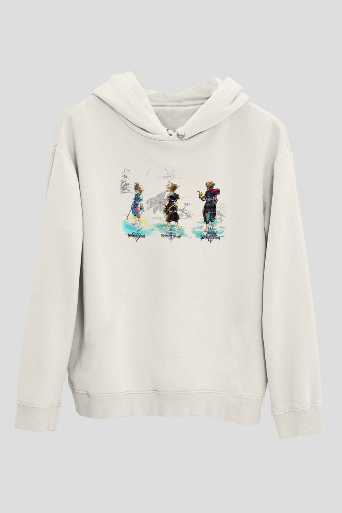 Kingdom Hearts Beyaz Unisex Hoodie