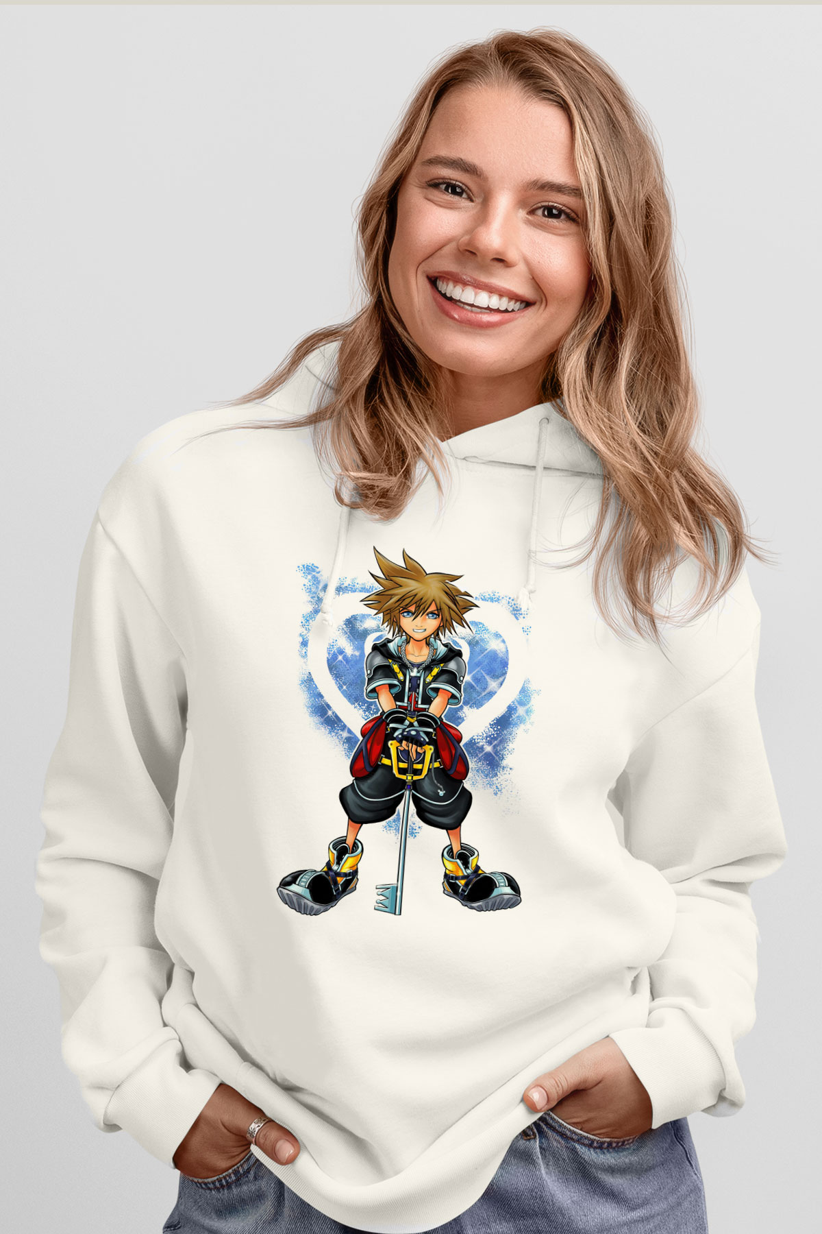 Kingdom Hearts Beyaz Unisex Hoodie