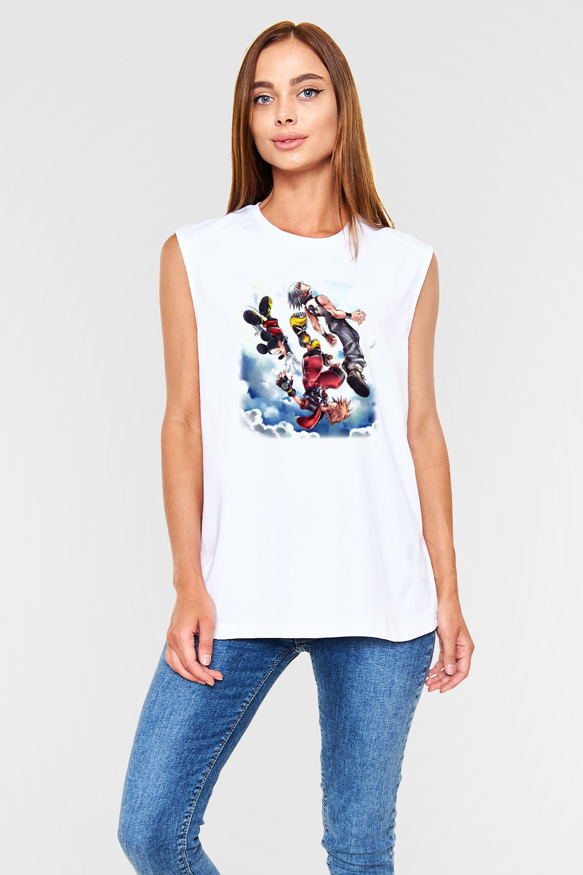 Kingdom Hearts Beyaz Unisex Kolsuz Tişört