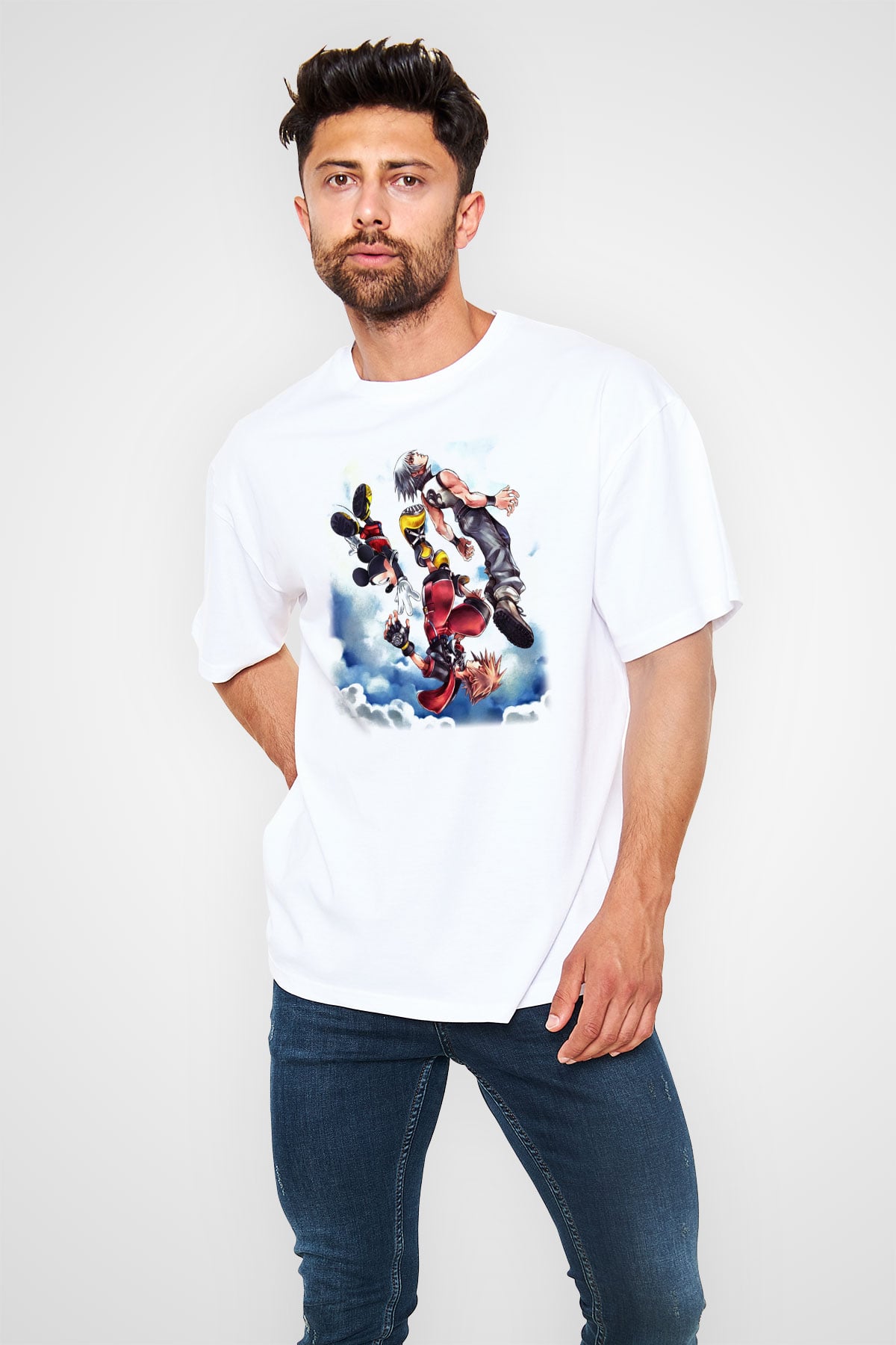 Kingdom Hearts Beyaz Unisex Oversize Tişört T-Shirt
