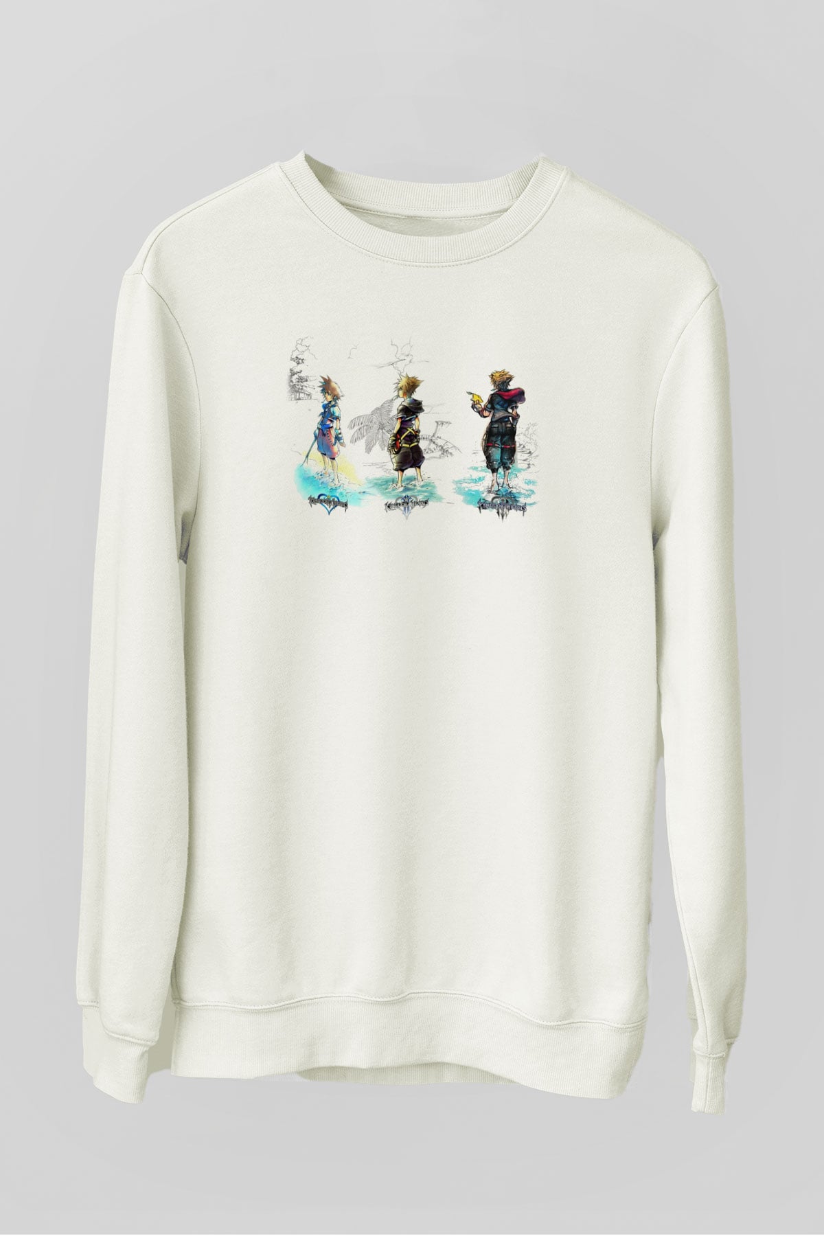 Kingdom Hearts Beyaz Unisex Sweatshirt
