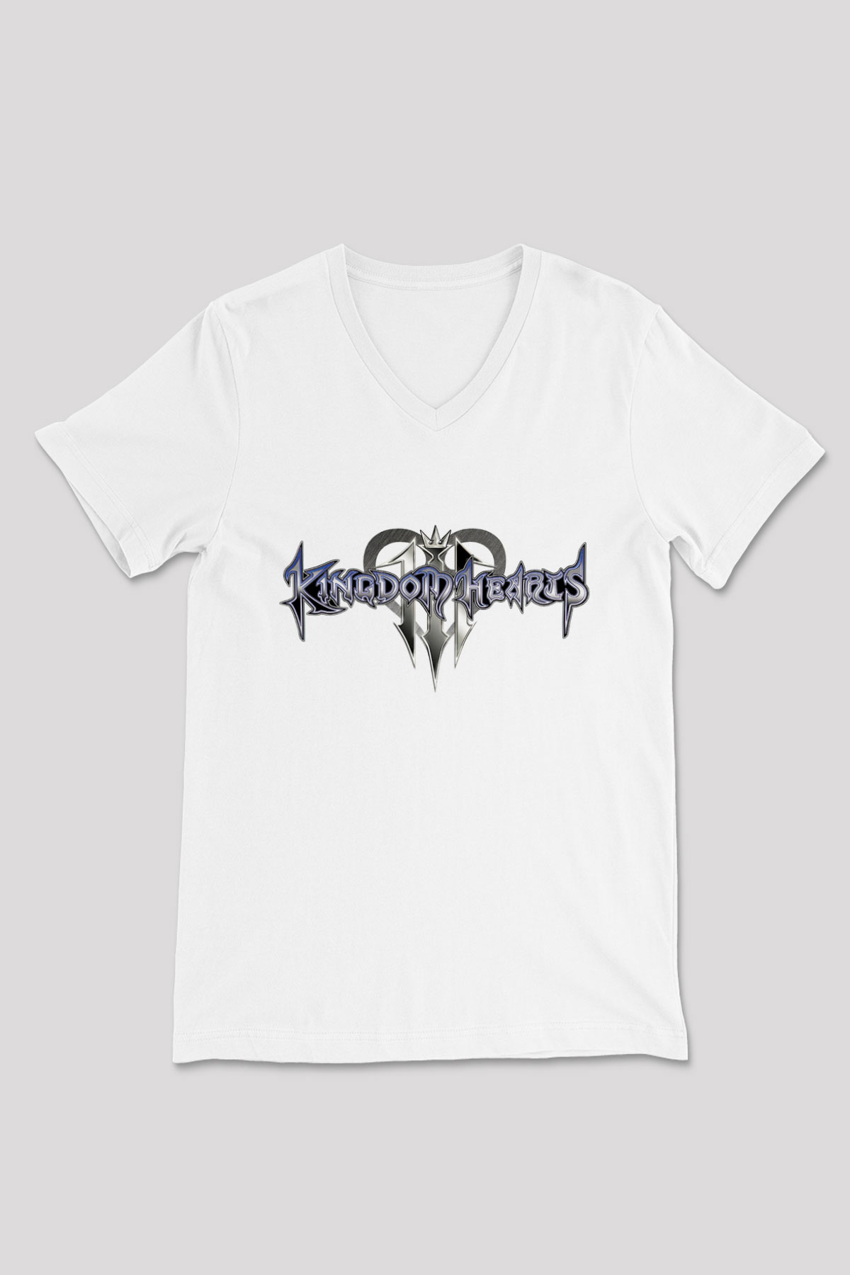 Kingdom Hearts Beyaz Unisex V Yaka Tişört