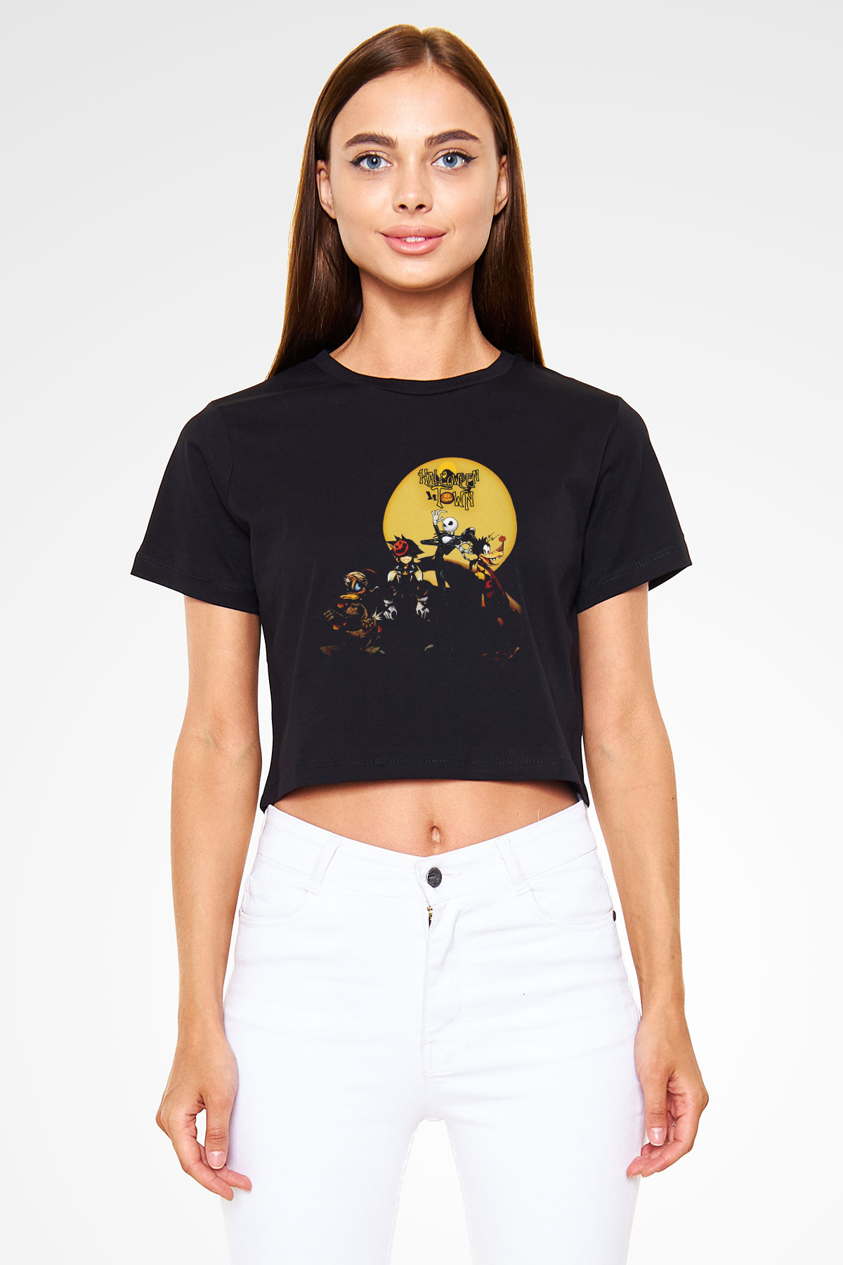 Kingdom Hearts Siyah Crop Top Tişört