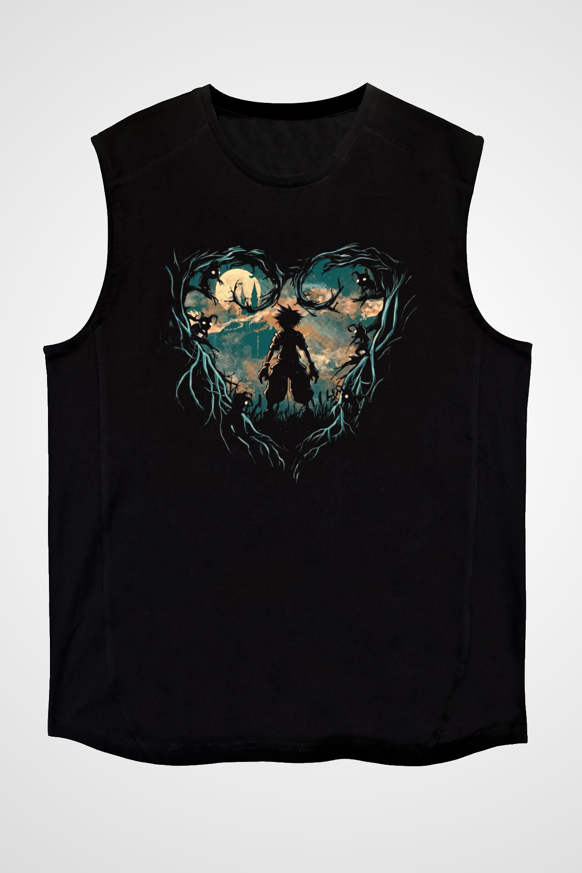 Kingdom Hearts Siyah Unisex Kolsuz Tişört