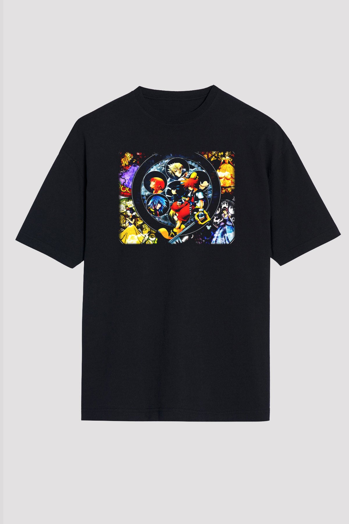 Kingdom Hearts Siyah Unisex Oversize Tişört T-Shirt