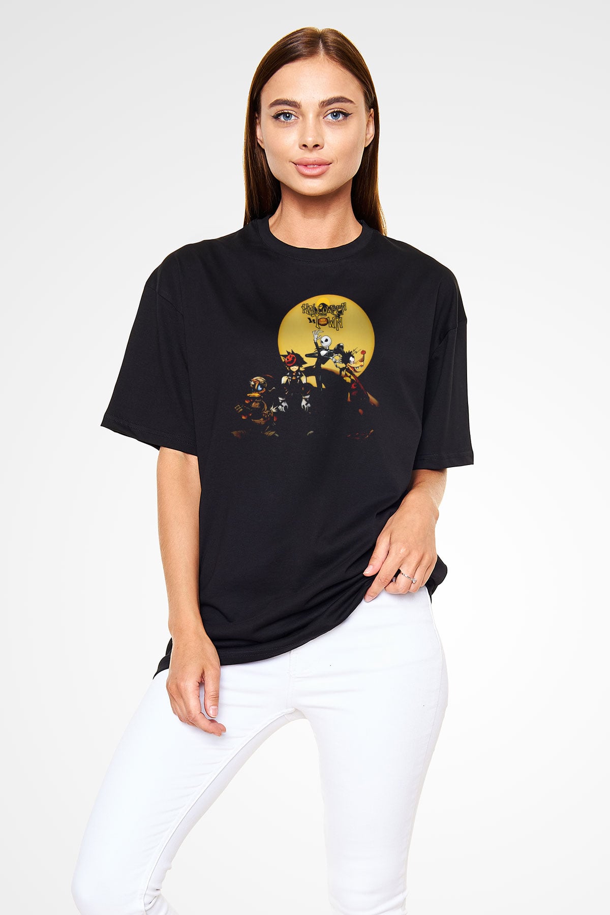 Kingdom Hearts Siyah Unisex Oversize Tişört T-Shirt
