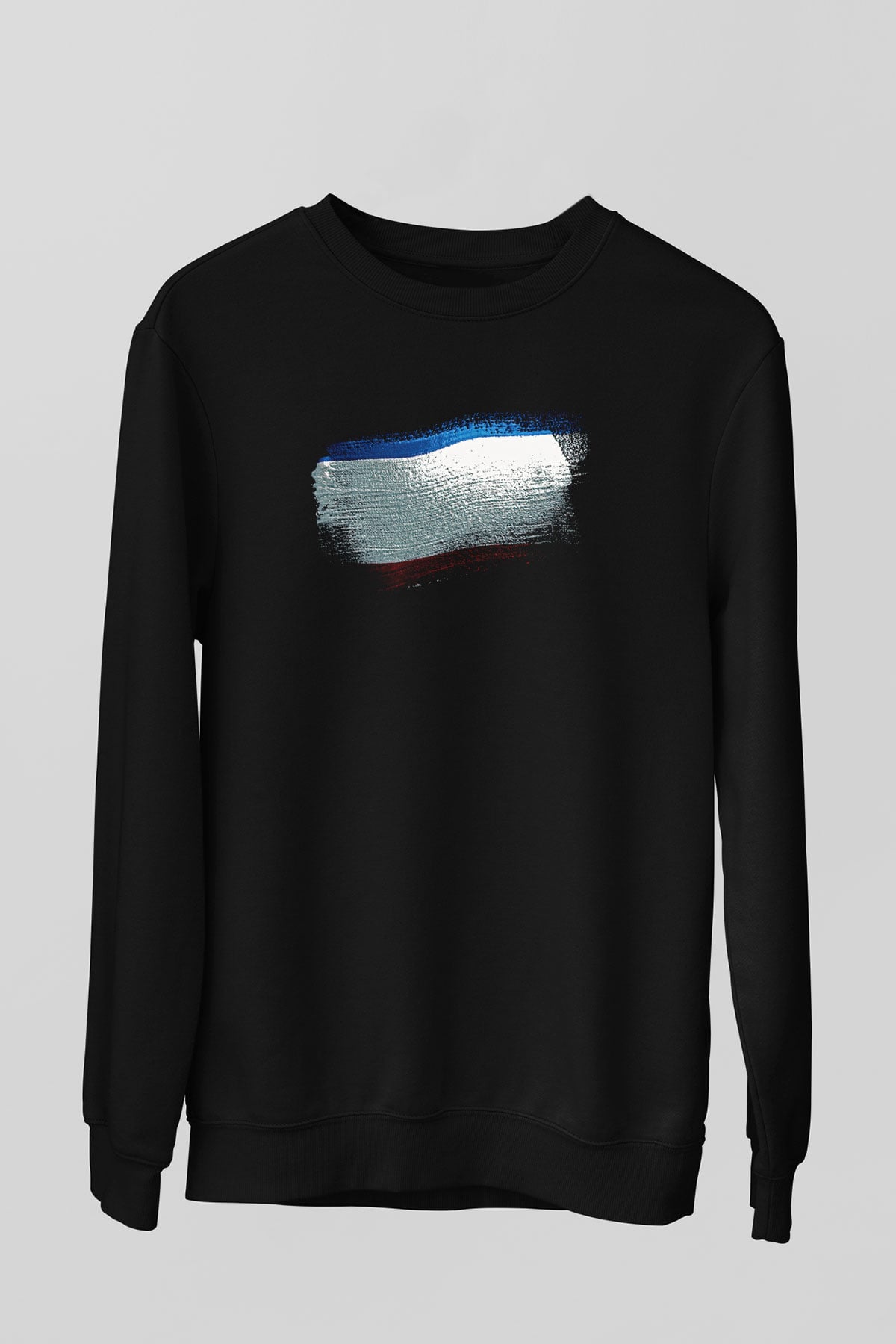 Kırım Yarımadası - Crimea Bayrağı Baskılı Unisex Siyah Sweatshirt