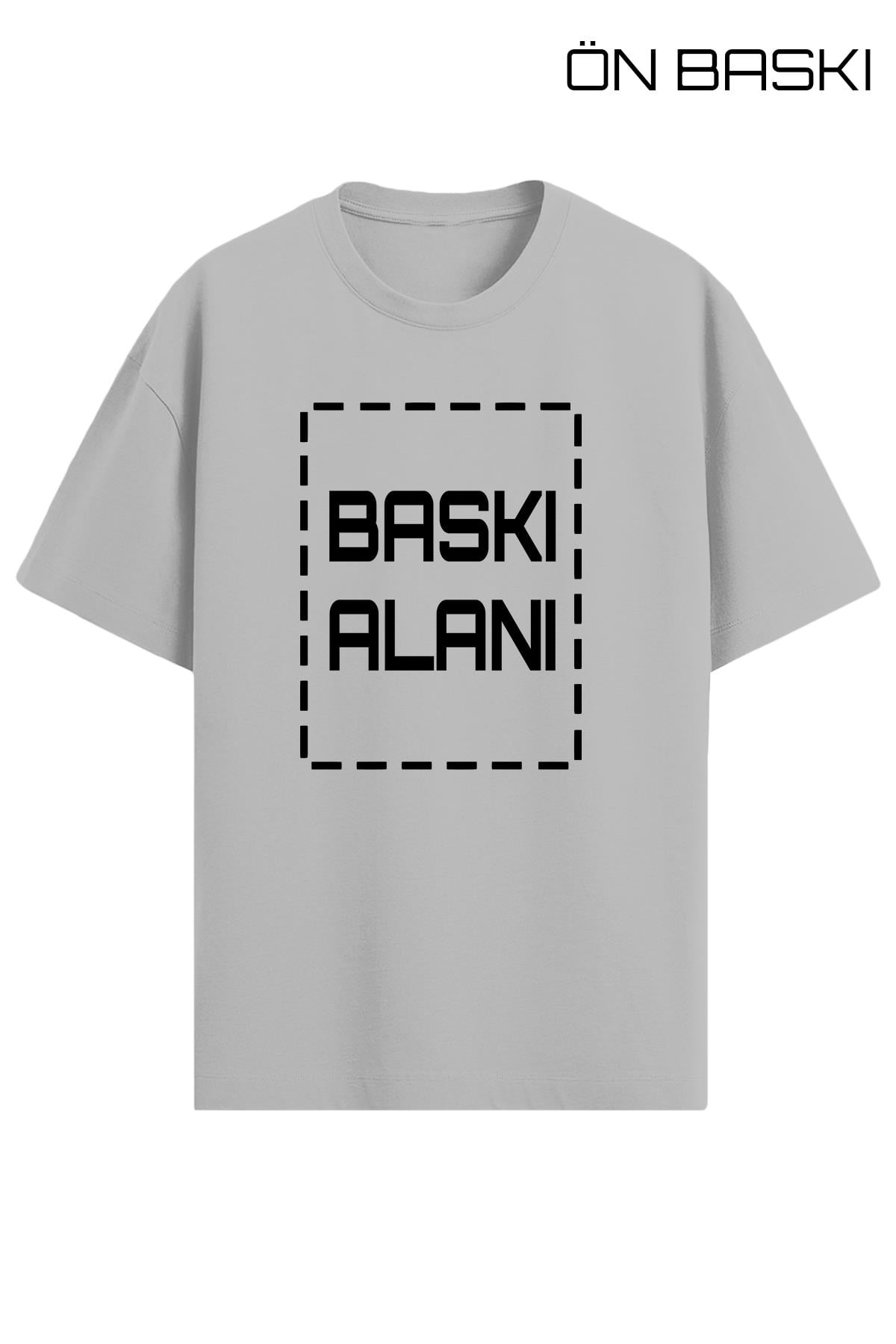 Kişiye Özel Gri Oversize Unisex Tişört | Oversize Tişört Tasarla