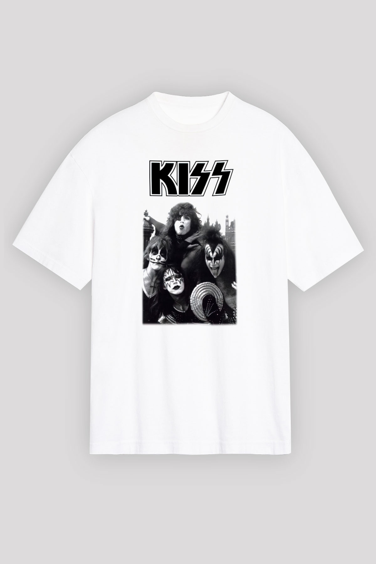 Kiss Beyaz Unisex Oversize Tişört T-Shirt