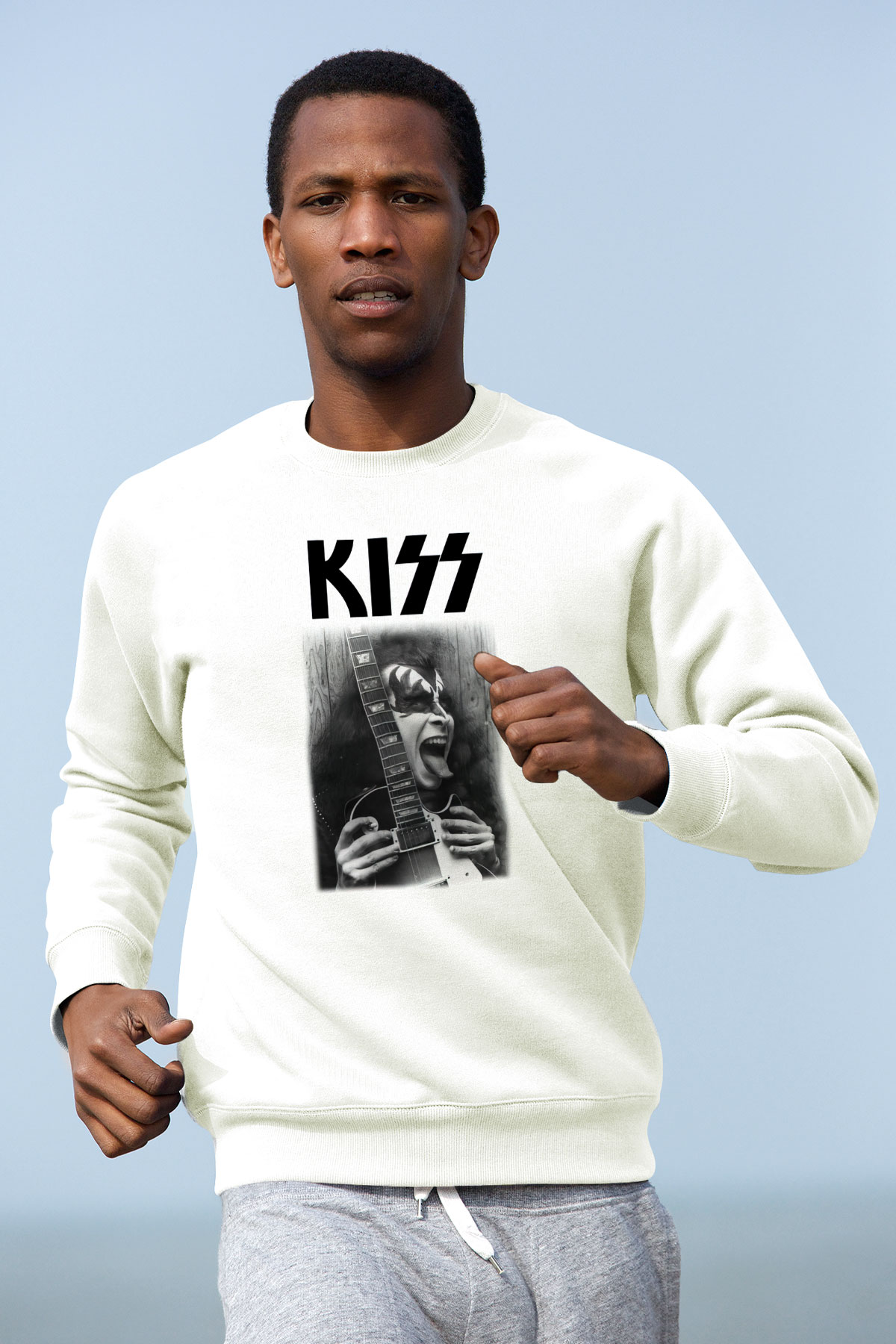 Kiss Beyaz Unisex Sweatshirt