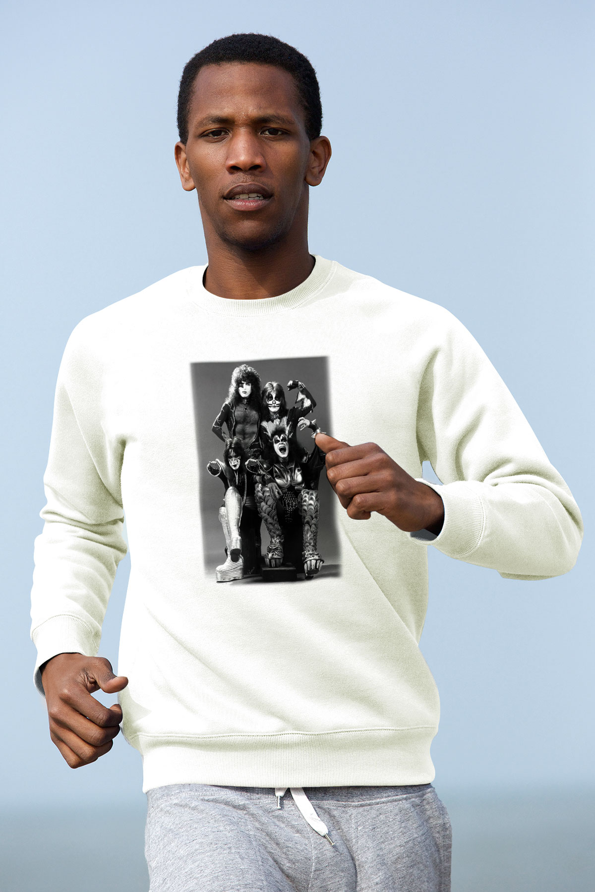 Kiss Beyaz Unisex Sweatshirt