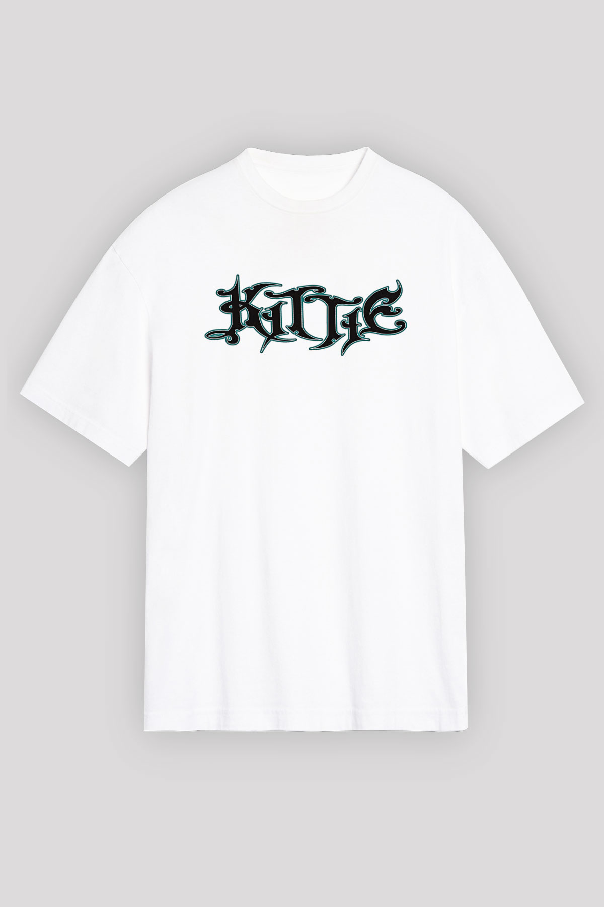 Kittie Baskılı Beyaz Unisex Oversize Tişört - Tshirt