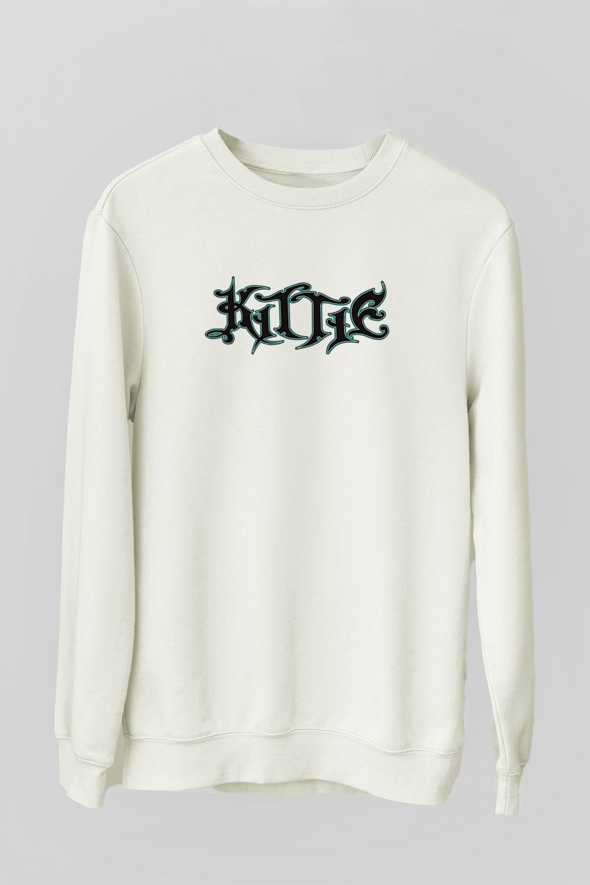 Kittie Baskılı Beyaz Unisex Sweatshirt