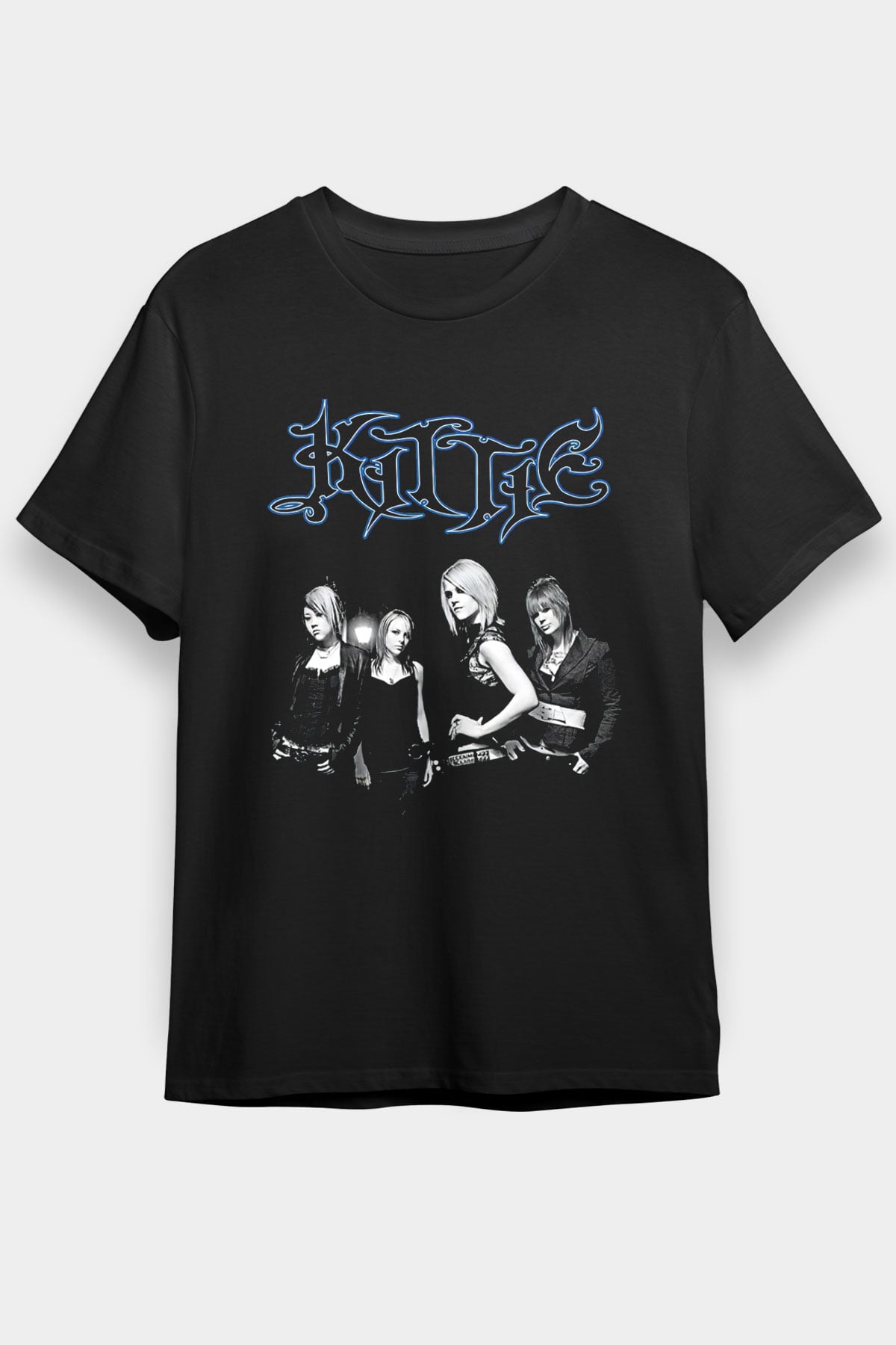 Kittie Baskılı Unisex Siyah Tişört - Tshirt