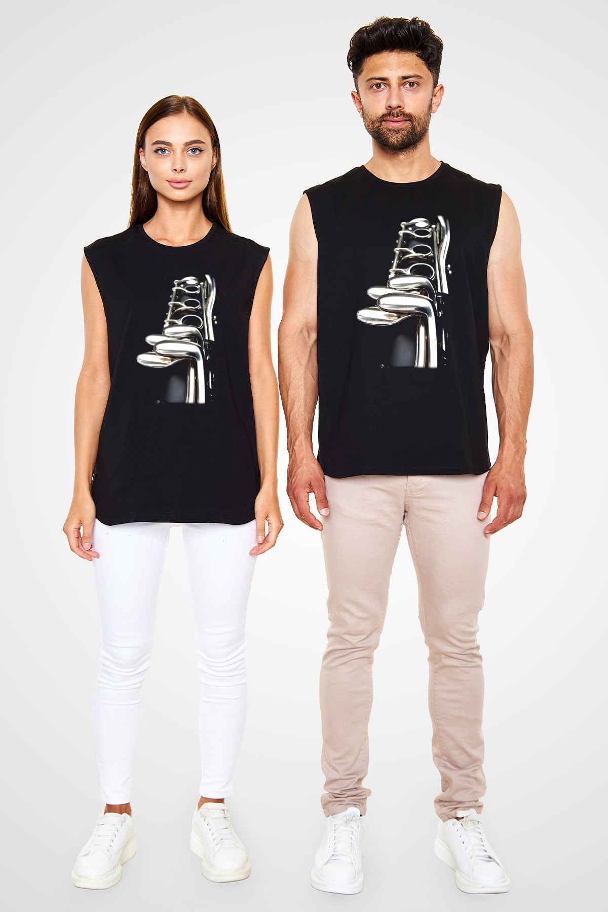Klarnetçi Siyah Unisex Kolsuz Tişört