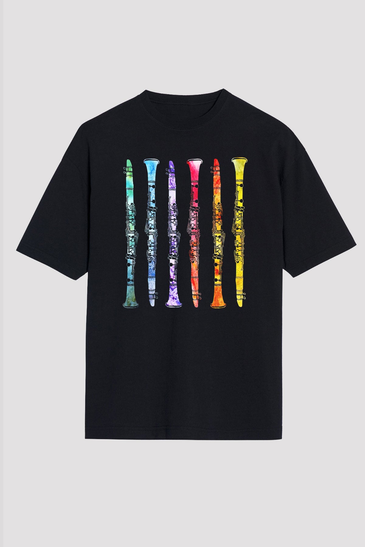 Klarnetçi Siyah Unisex Oversize Tişört T-Shirt