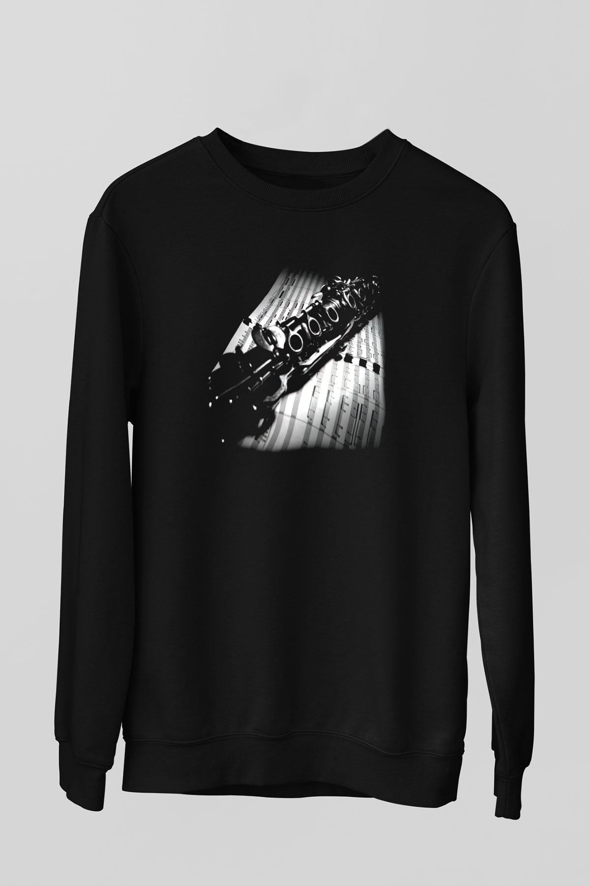 Klarnetçi Siyah Unisex Sweatshirt