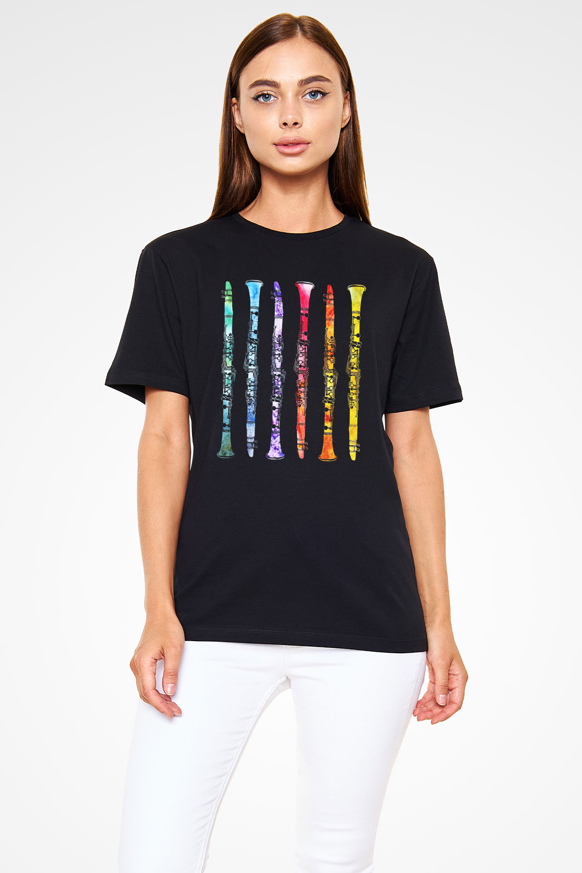 Klarnetçi Siyah Unisex Tişört T-Shirt - TişörtFabrikası