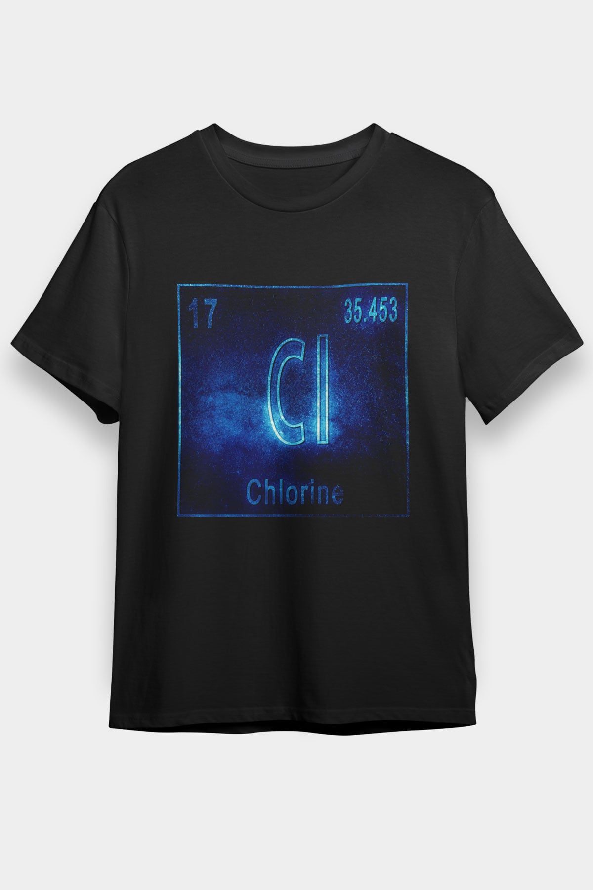 Klor Atom Numarası Baskılı Unisex Siyah Tişört