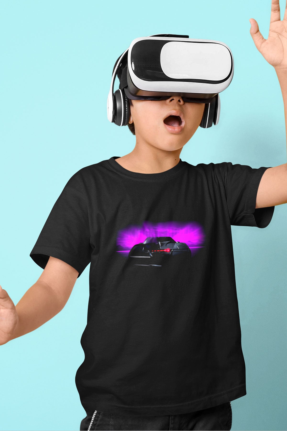 Knight Rider Baskılı Siyah Unisex Çocuk Tişört