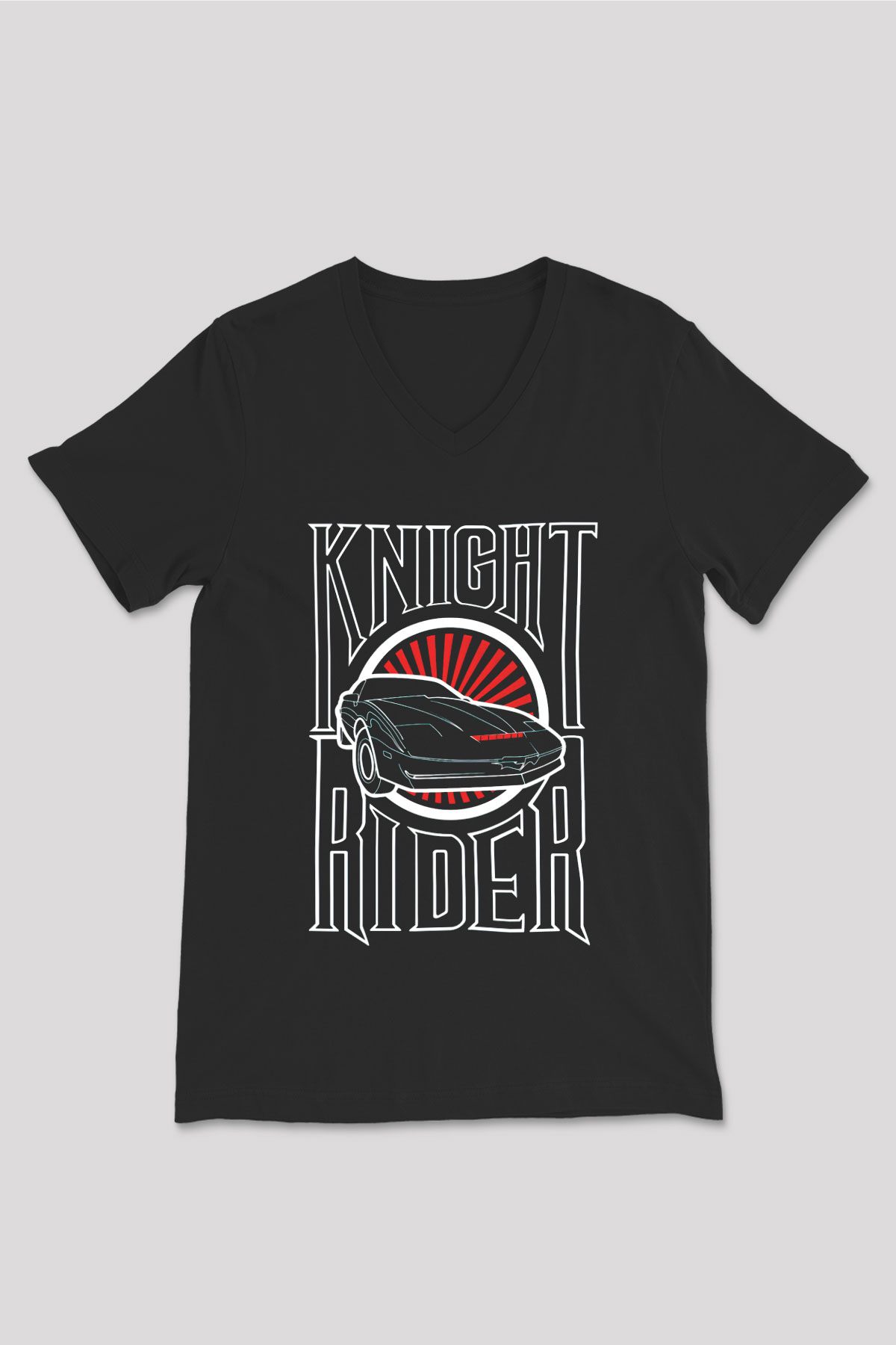 Knight Rider Siyah Unisex  V Yaka Tişört