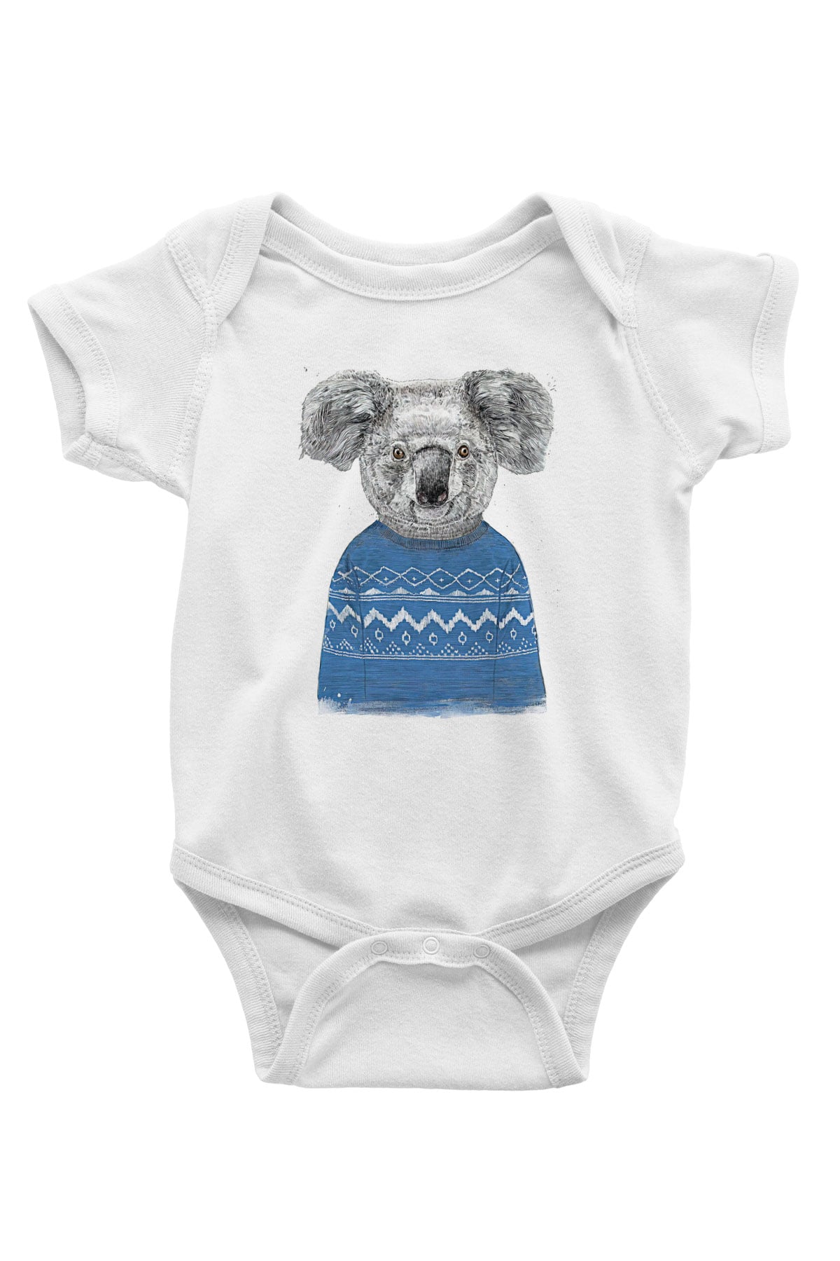 Koala Baskılı Beyaz Unisex Bebek Body - Zıbın