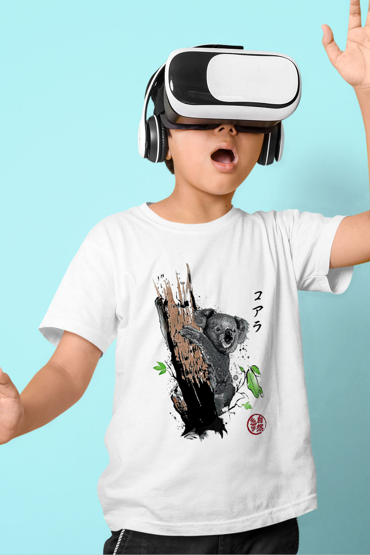 Koala Baskılı Beyaz Unisex Beyaz Çocuk Tişört - Tshirt