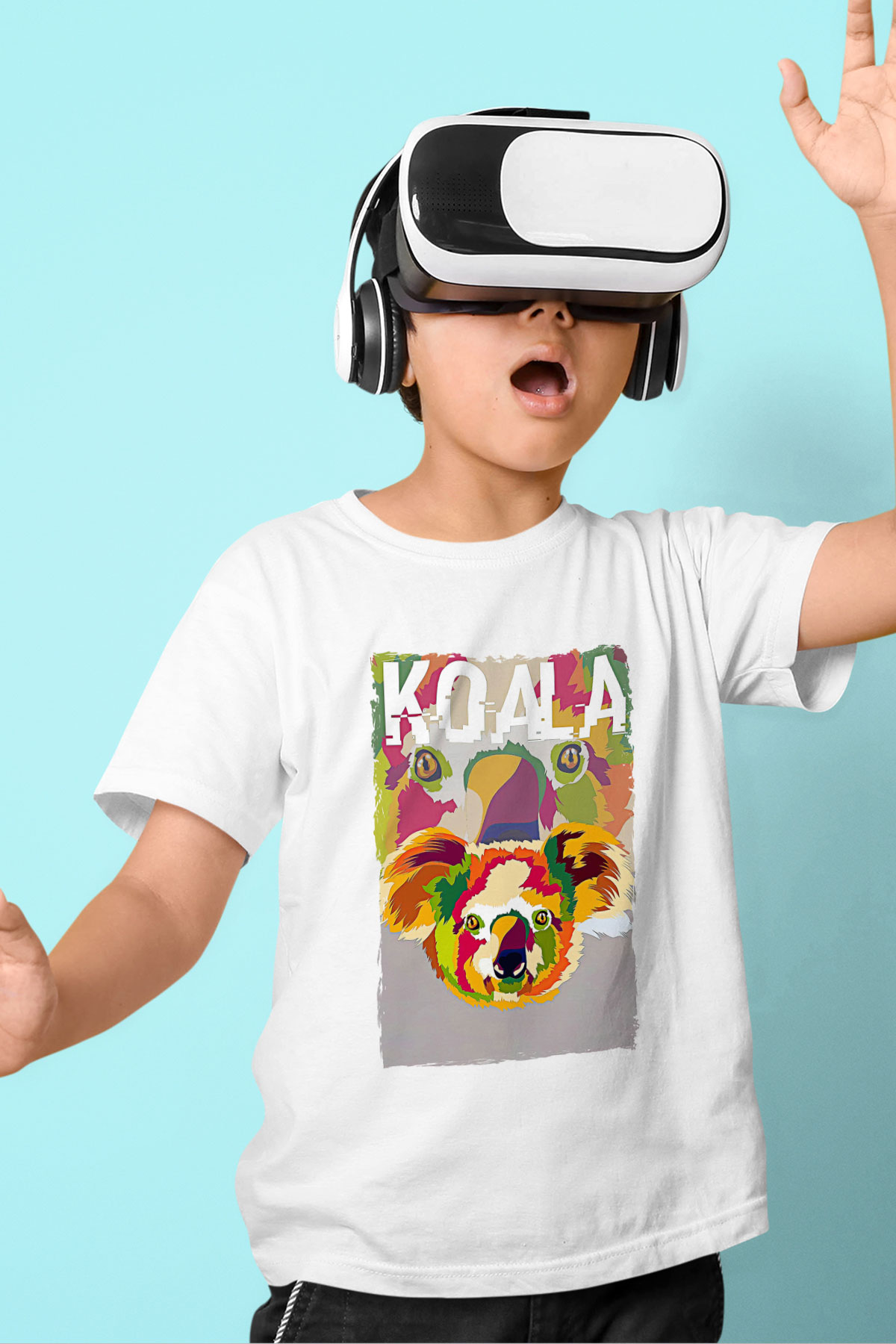 Koala Baskılı Beyaz Unisex Beyaz Çocuk Tişört - Tshirt