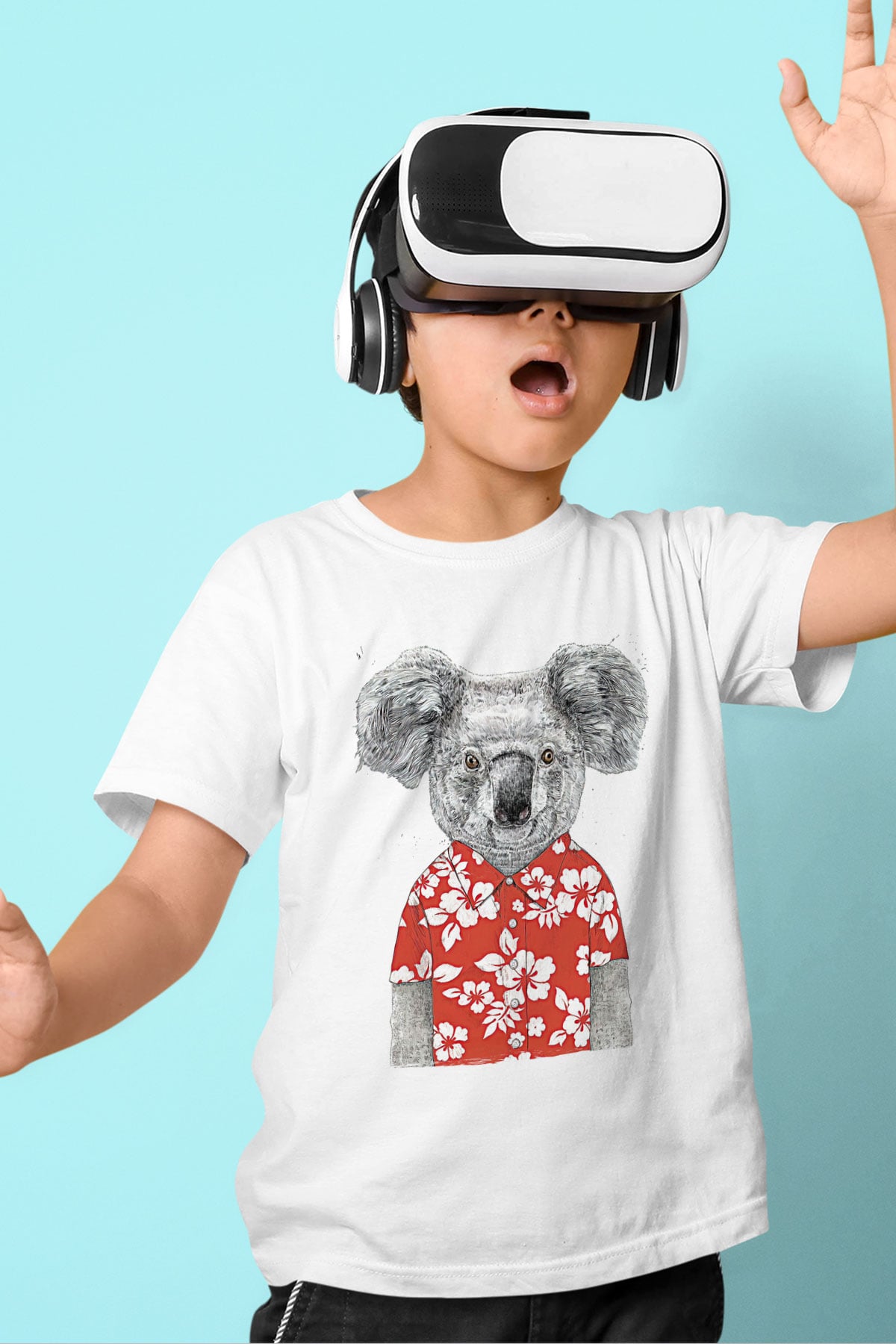 Koala Baskılı Beyaz Unisex Beyaz Çocuk Tişört - Tshirt
