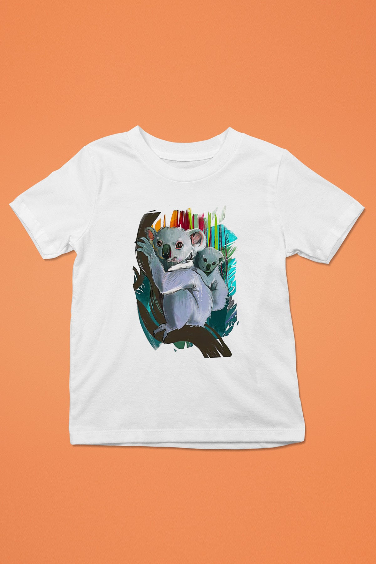 Koala Baskılı Beyaz Unisex Beyaz Çocuk Tişört - Tshirt