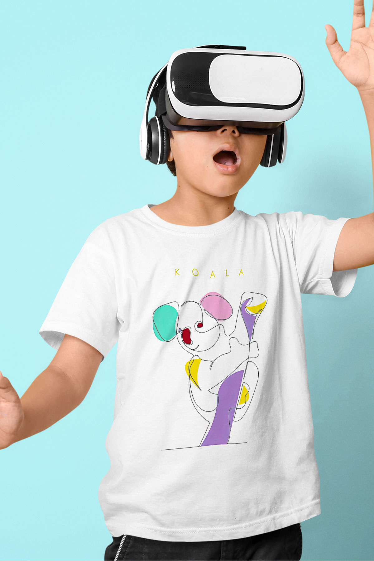 Koala Baskılı Beyaz Unisex Beyaz Çocuk Tişört - Tshirt