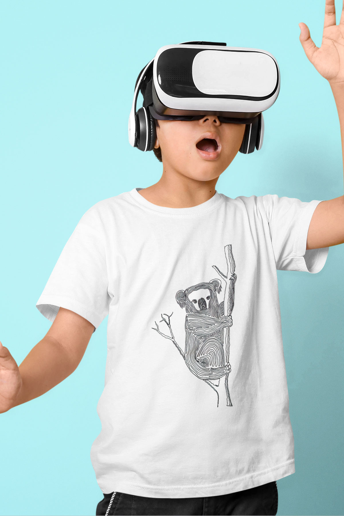 Koala Baskılı Beyaz Unisex Beyaz Çocuk Tişört - Tshirt