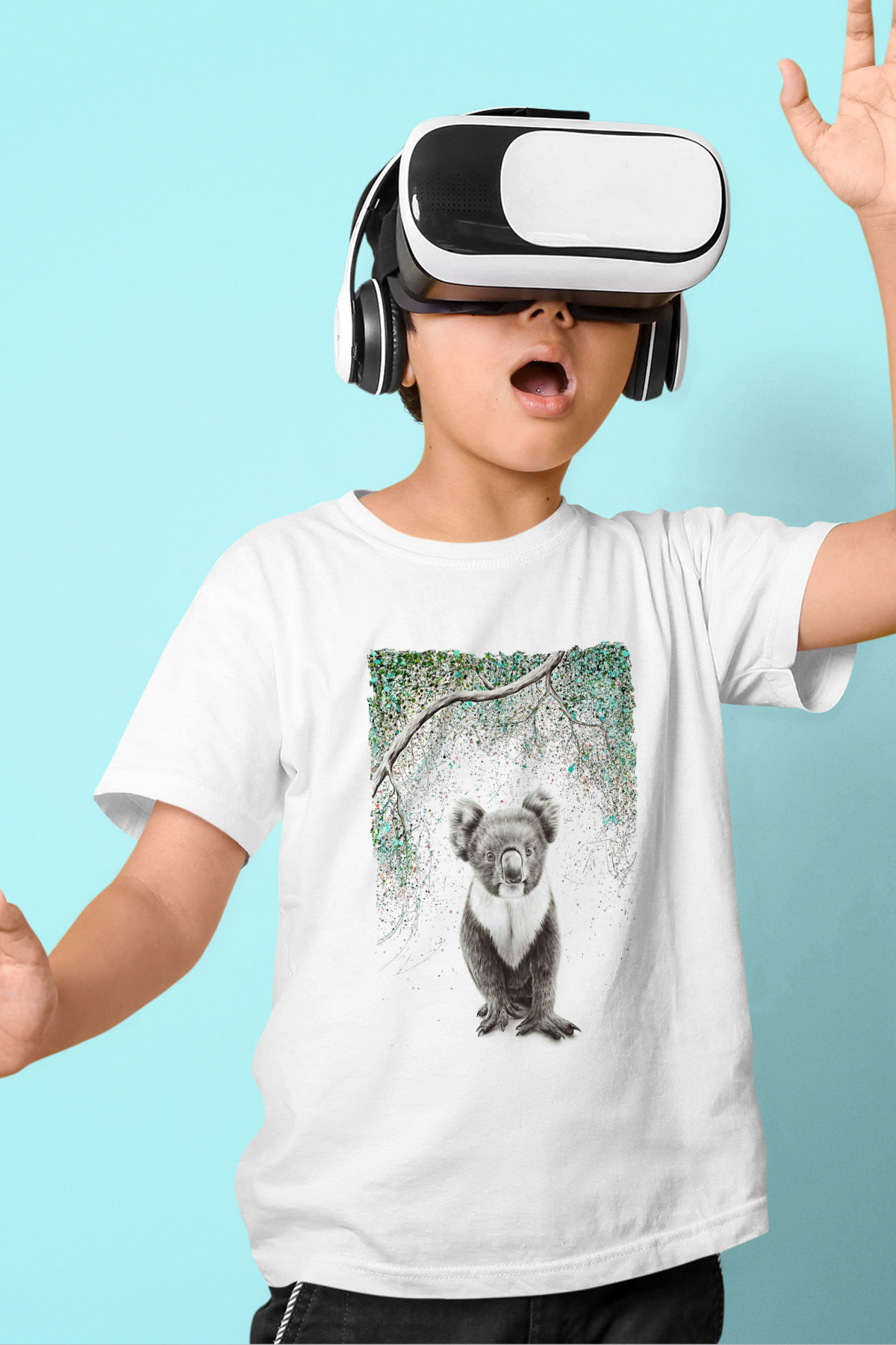 Koala Baskılı Beyaz Unisex Beyaz Çocuk Tişört - Tshirt