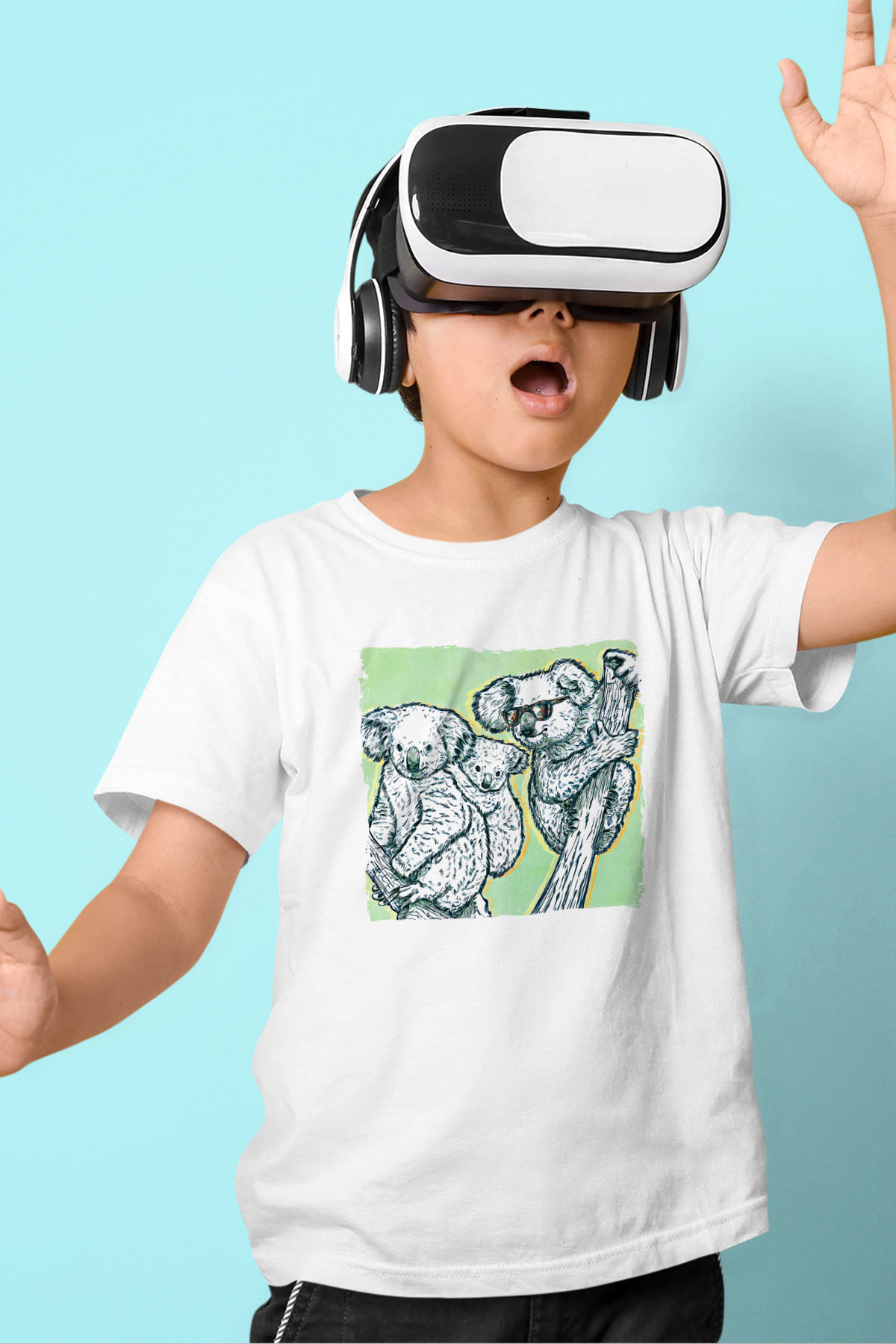 Koala Baskılı Beyaz Unisex Beyaz Çocuk Tişört - Tshirt