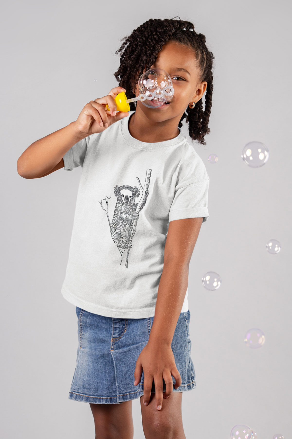 Koala Baskılı Beyaz Unisex Beyaz Çocuk Tişört - Tshirt