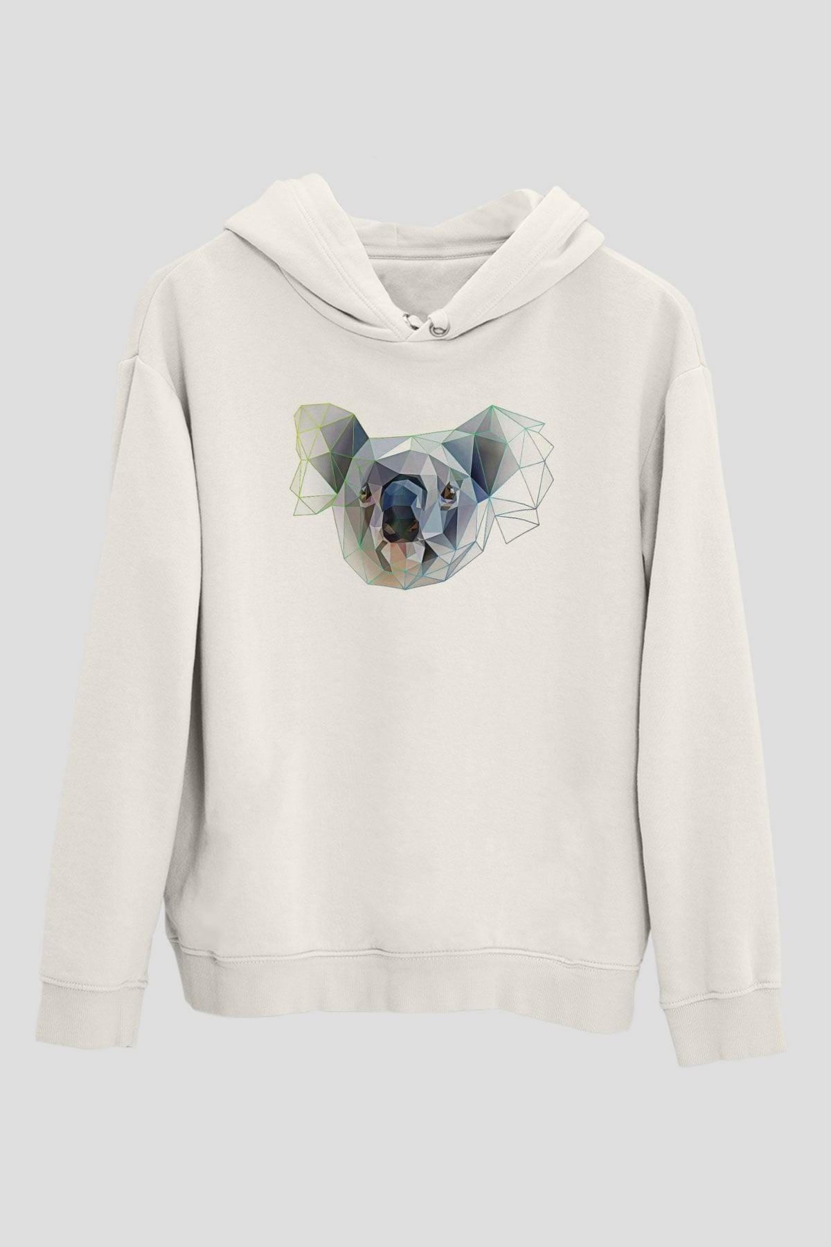 Koala Baskılı Beyaz Unisex Hoodie
