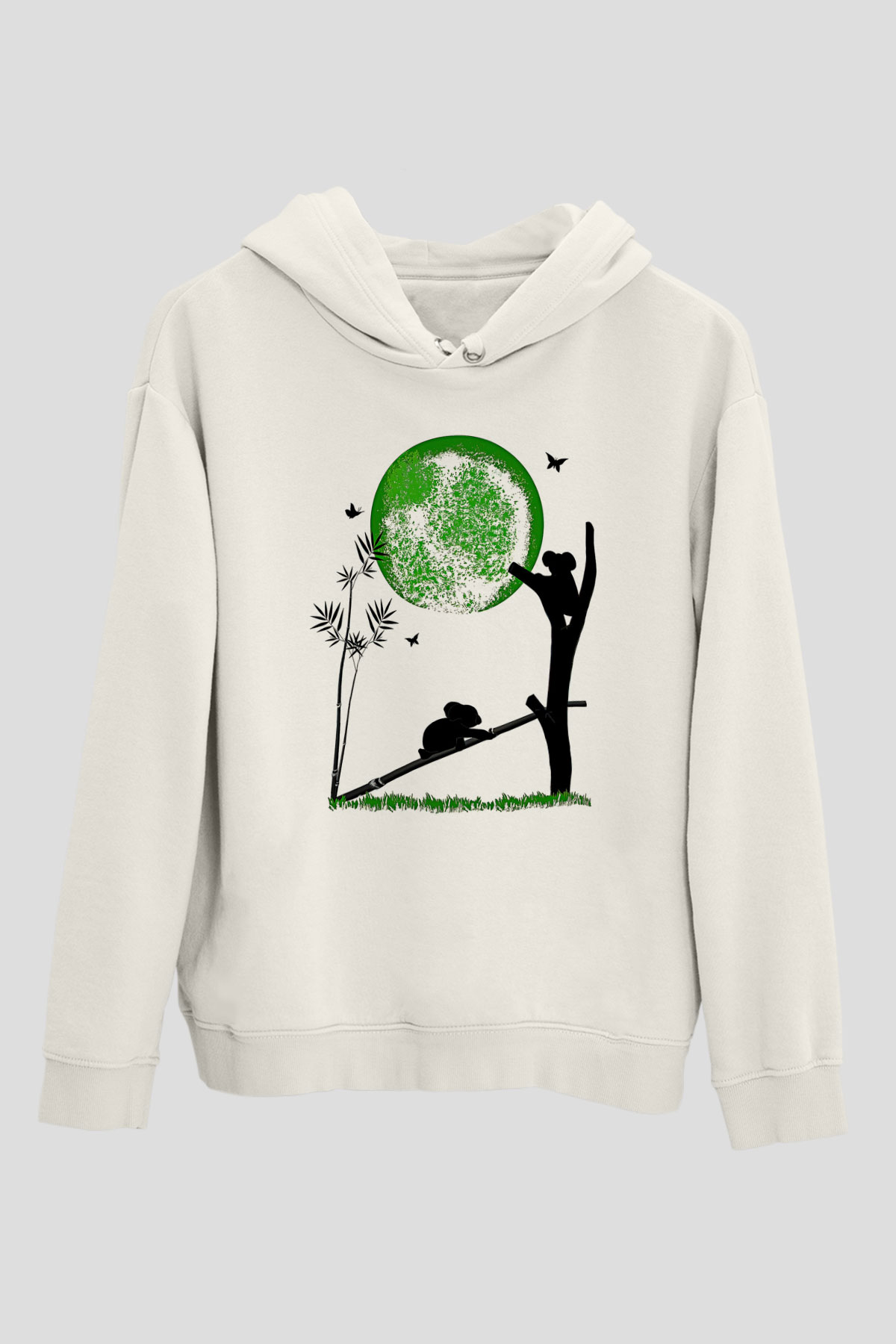 Koala Baskılı Beyaz Unisex Hoodie