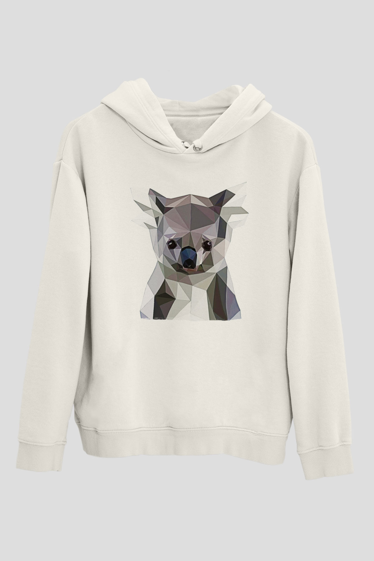 Koala Baskılı Beyaz Unisex Hoodie