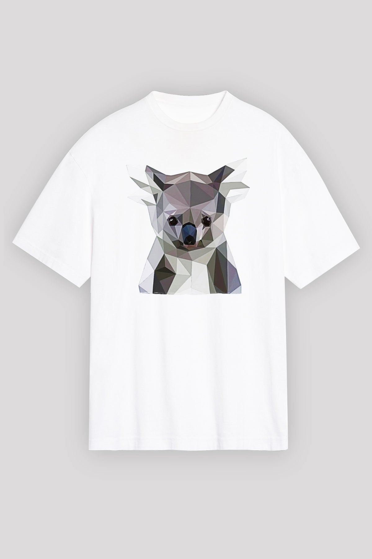 Koala Baskılı Beyaz Unisex Oversize Tişört - Tshirt