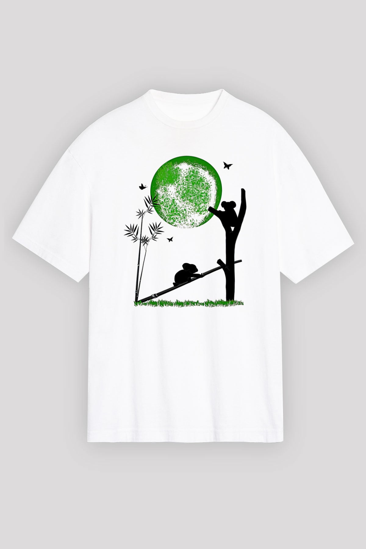 Koala Baskılı Beyaz Unisex Oversize Tişört - Tshirt