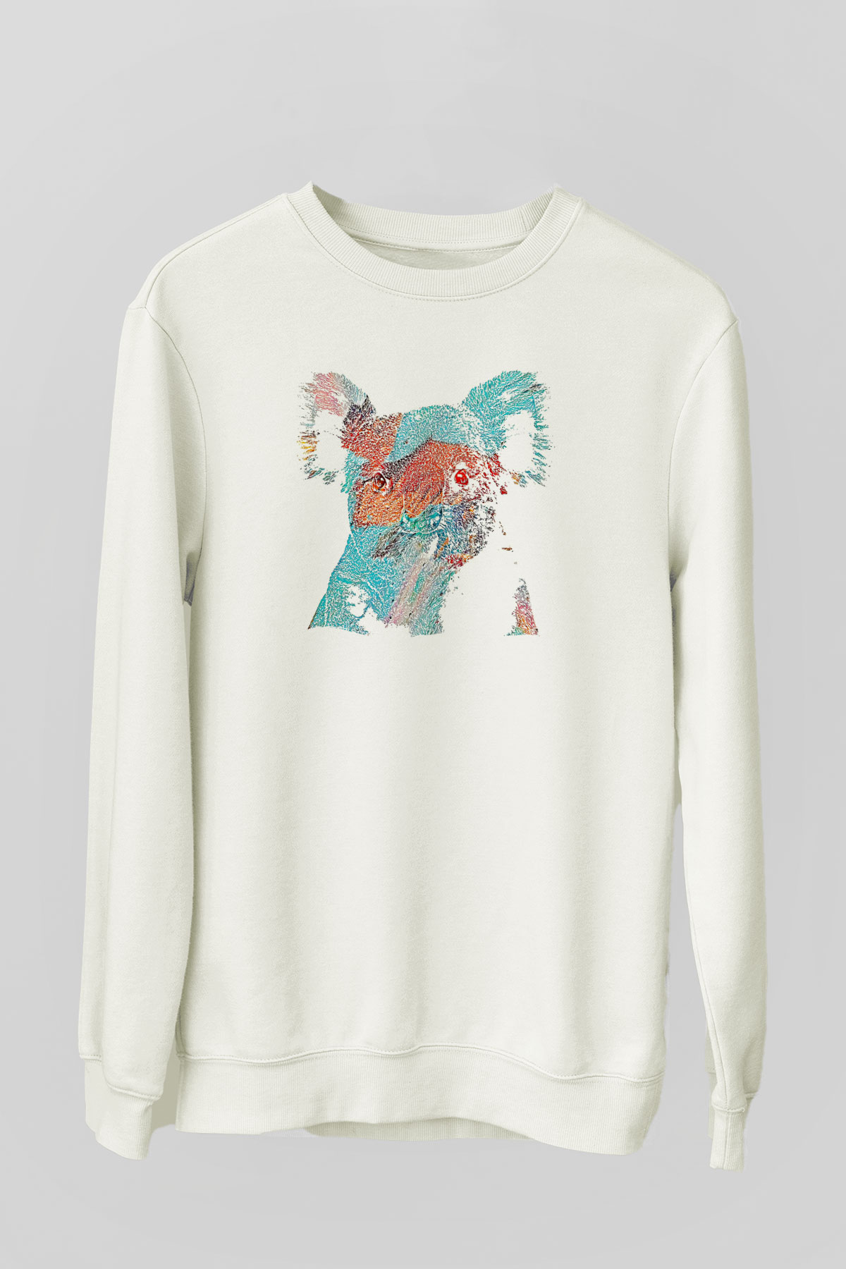 Koala Baskılı Beyaz Unisex Sweatshirt