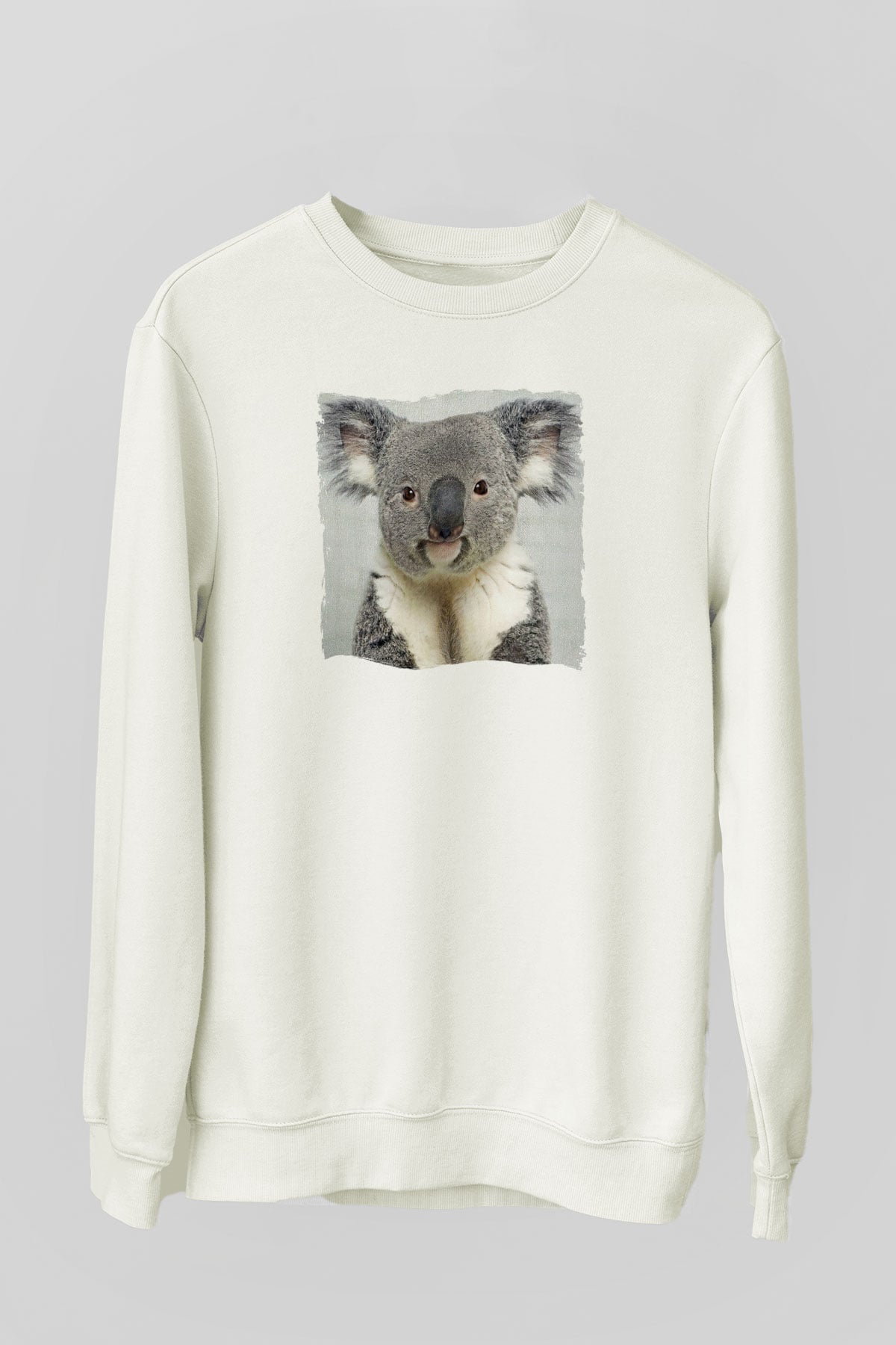 Koala Baskılı Beyaz Unisex Sweatshirt